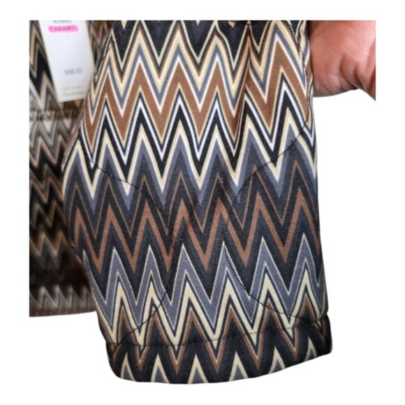 Flora Ashley Womens Chevron Quilted Coat Button Long Sleeves Multicolor Medium - Picture 7 of 15